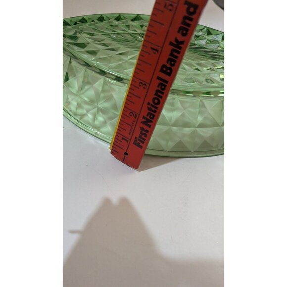 Jeannette Glass Uranium Green Boat Dish Diamond Pattern Windsor 1930s Vintage - Picture 6 of 8